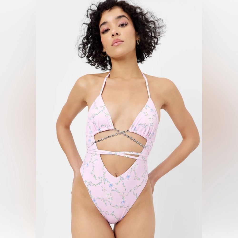 Frankie's Bikinis Light Pink Floral Swimsuit